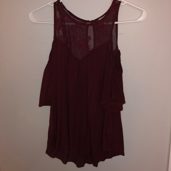 maroon off the shoulder blouse - Picture 2 of 2